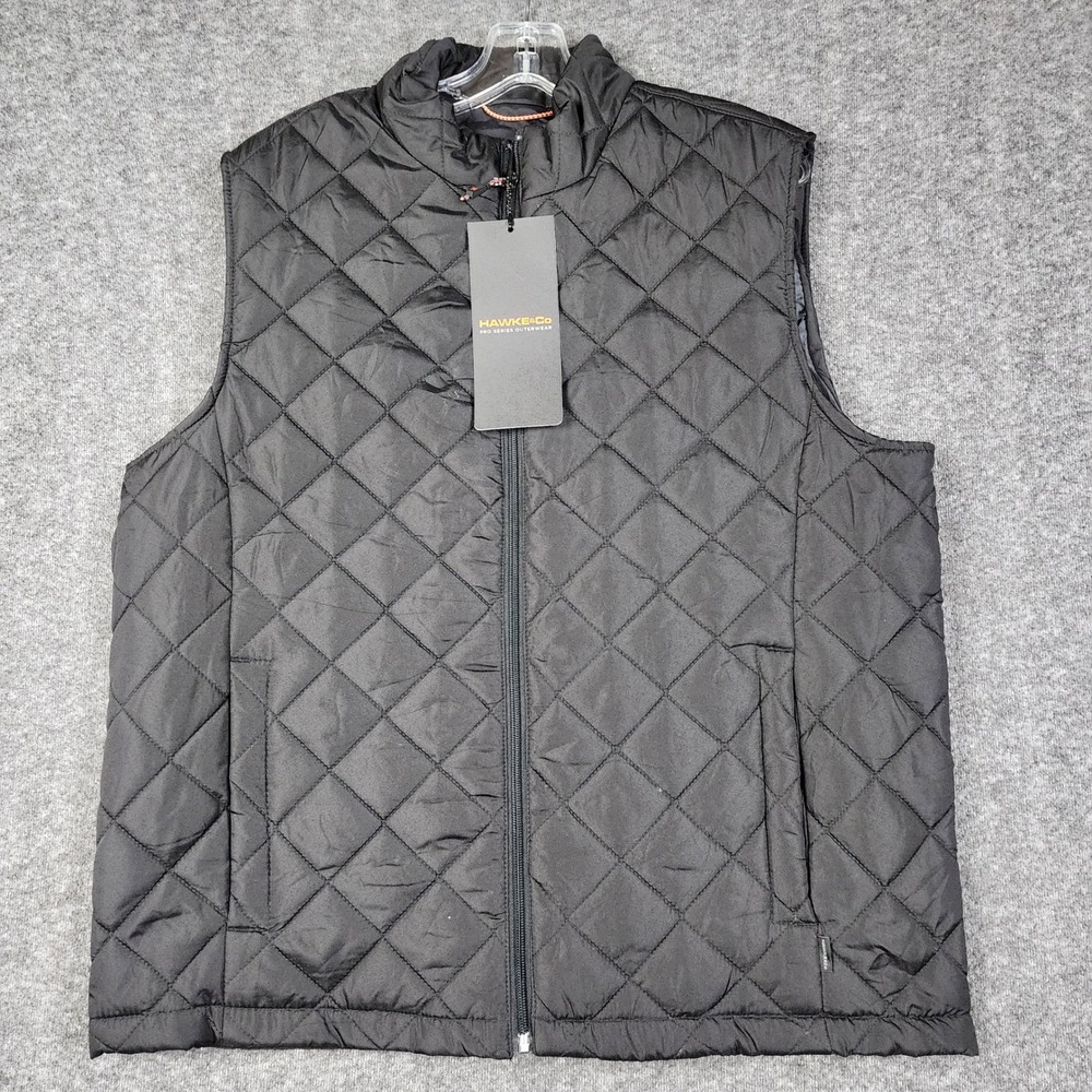 Hawke & Co Quilted Vest Mens Large Black Pro Series HIN2388 Lightweight New